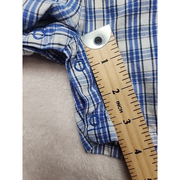Children's Place Denim Blue/White Checkered Short Overalls Size 24 Month - Picture 5 of 7